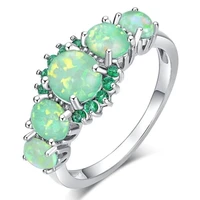amorui fashion aaa zircon green orange opal ring for women november birthstone engagementwedding rings anniversary gift