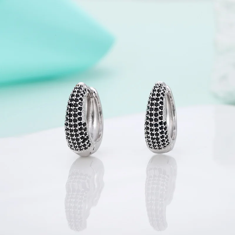 black silver Женские круглые серьги-кольца MAIKALE, маленькие серьги золотистого/серебристого цвета с фианитом, роскошные ювелирные изделия с драгоценными камнями для подарка - Окраска металла: black silver
