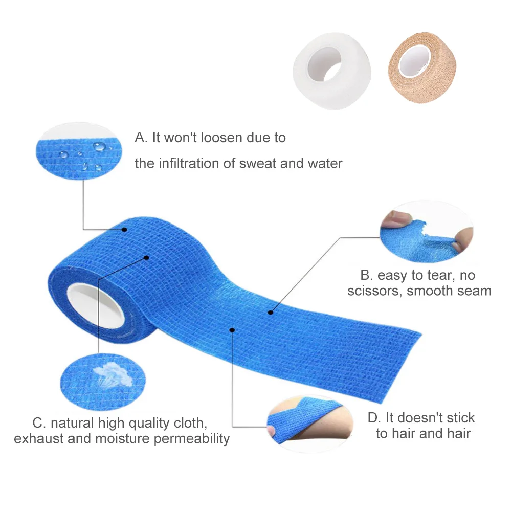 

12rolls/pack Wrist Ankle Cohesive Tape Elastic Animal Sprains Adhesive Bandage Human Non Woven Fabric Breathable Swelling