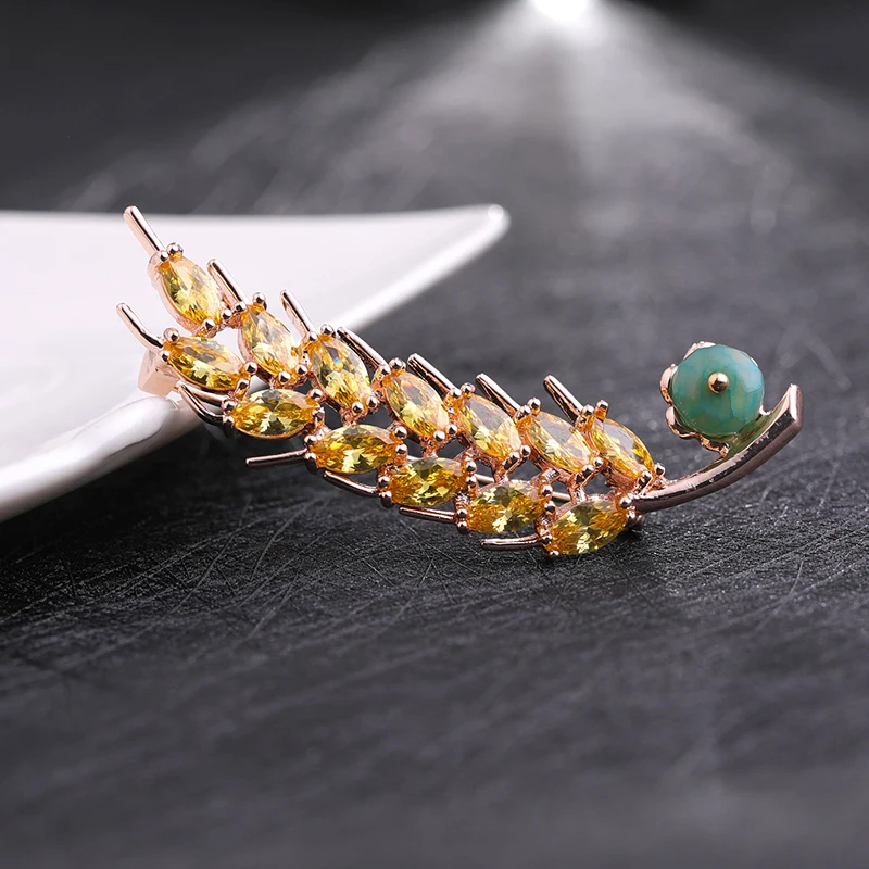 Элегантный Пшенично Броши с искусственным жемчугом шпильки Роскошные серьги