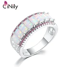 Женское кольцо с огненным опалом CiNily, белое и оранжевое кольцо из стерлингового серебра 925 пробы на день рождения, размер 6-10