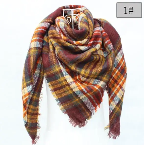 

Двусторонний цветной квадратный шарф в клетку, Женская шаль