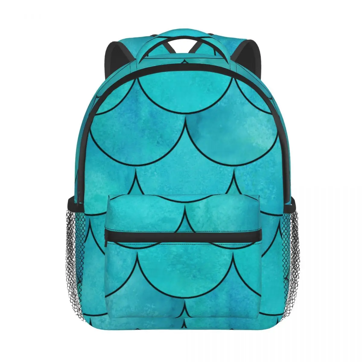 Bright Teal Color Mermaid Fish Scale Wave Baby Backpack Kindergarten Schoolbag Kids Children School Bag
