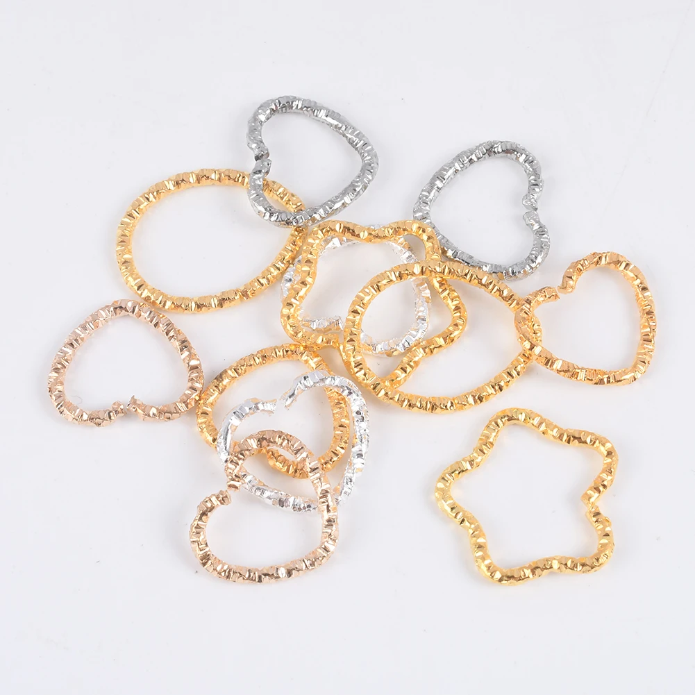 

50Pcs/Lot Square Star Heart Drops Shape Twisted Jump Rings Twisted Open Split Rings Connector For Jewelry Makings Supplies