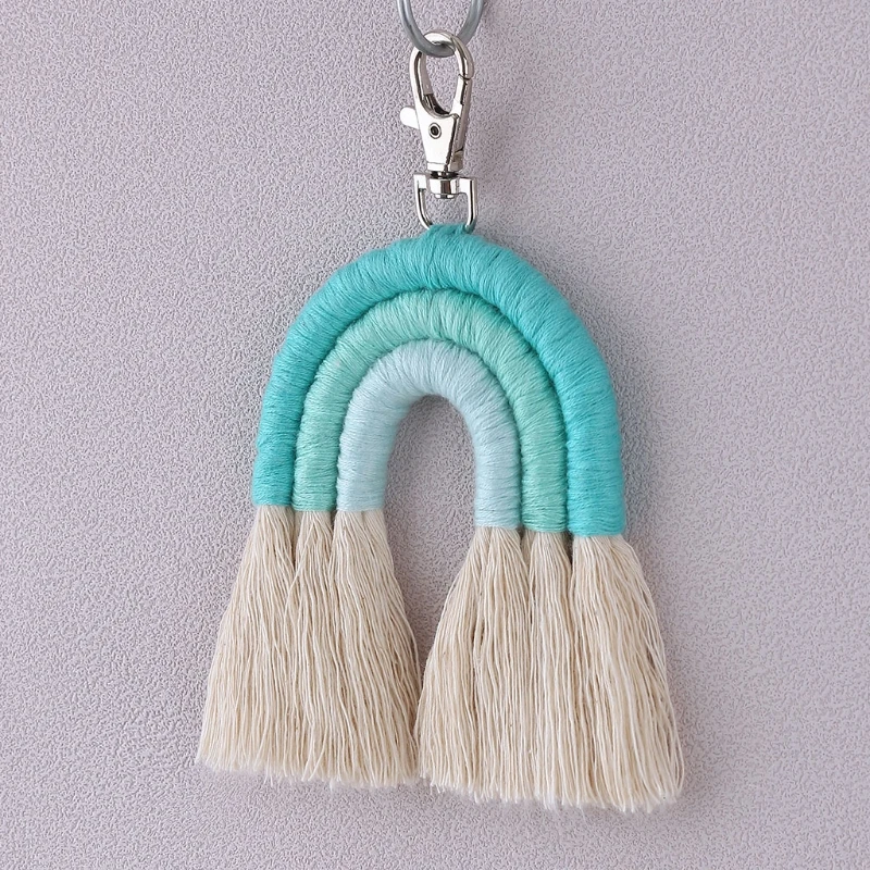 

Trendy Handmade Weave Tassel Key Chains For Women Rainbow key Holder Keyring Macrame Bag Hanging Jewelry H3CD