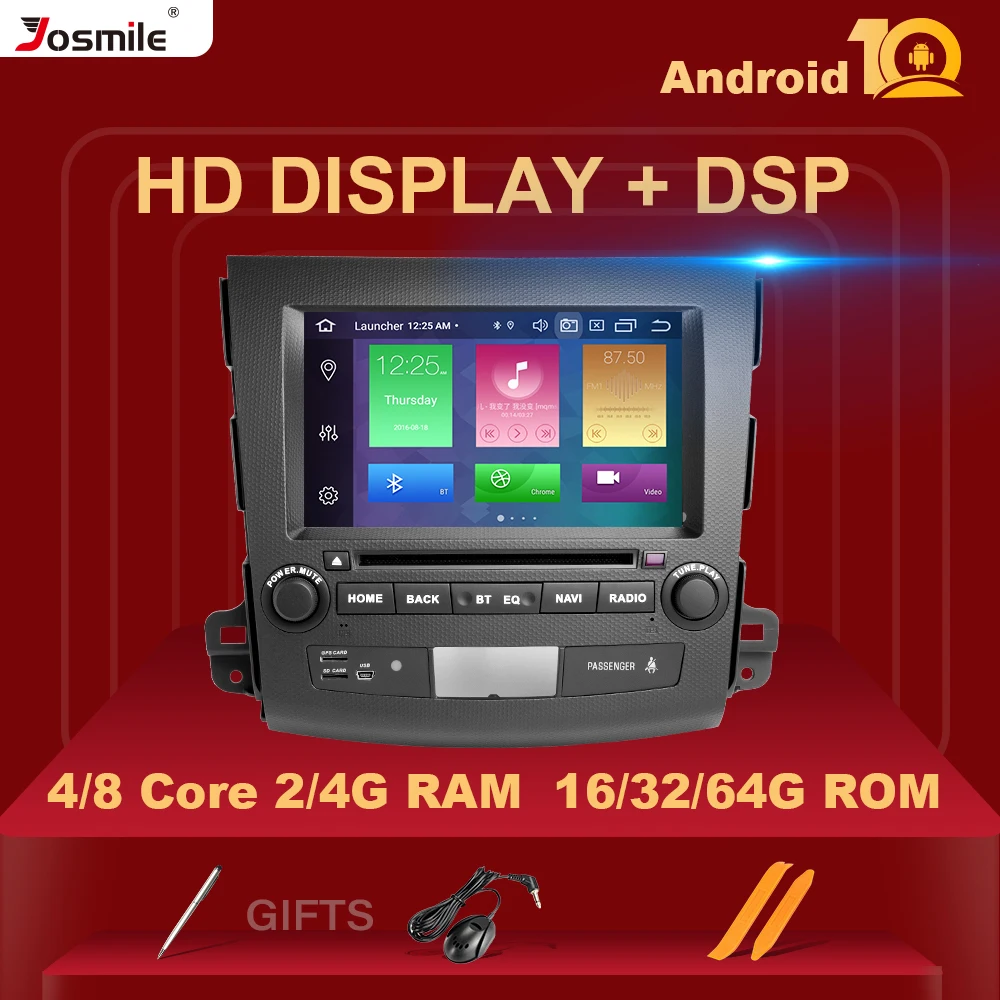 Автомобильный dvd проигрыватель 2 Din 4 ГБ 64 android 10 для Mitsubishi Outlander xl gps навигация радио