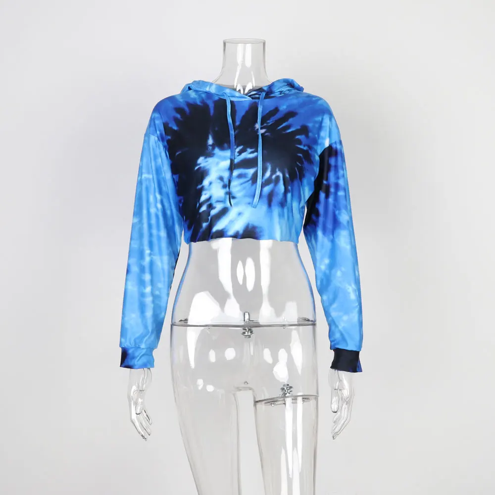 Женский Укороченный свитшот с длинным рукавом и капюшоном|Женские толстовки