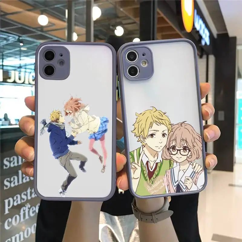 

Kyoukai no Kanata couple Phone Case For iPhone 12 11 Mini Pro XR XS Max 7 8 Plus X Matte transparent Gray Back Cover