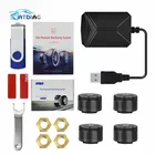 Система мониторинга давления в шинах TPMS, с USB разъемом, для Android, автомобильного радио, мультимедиа, DVD-плеера
