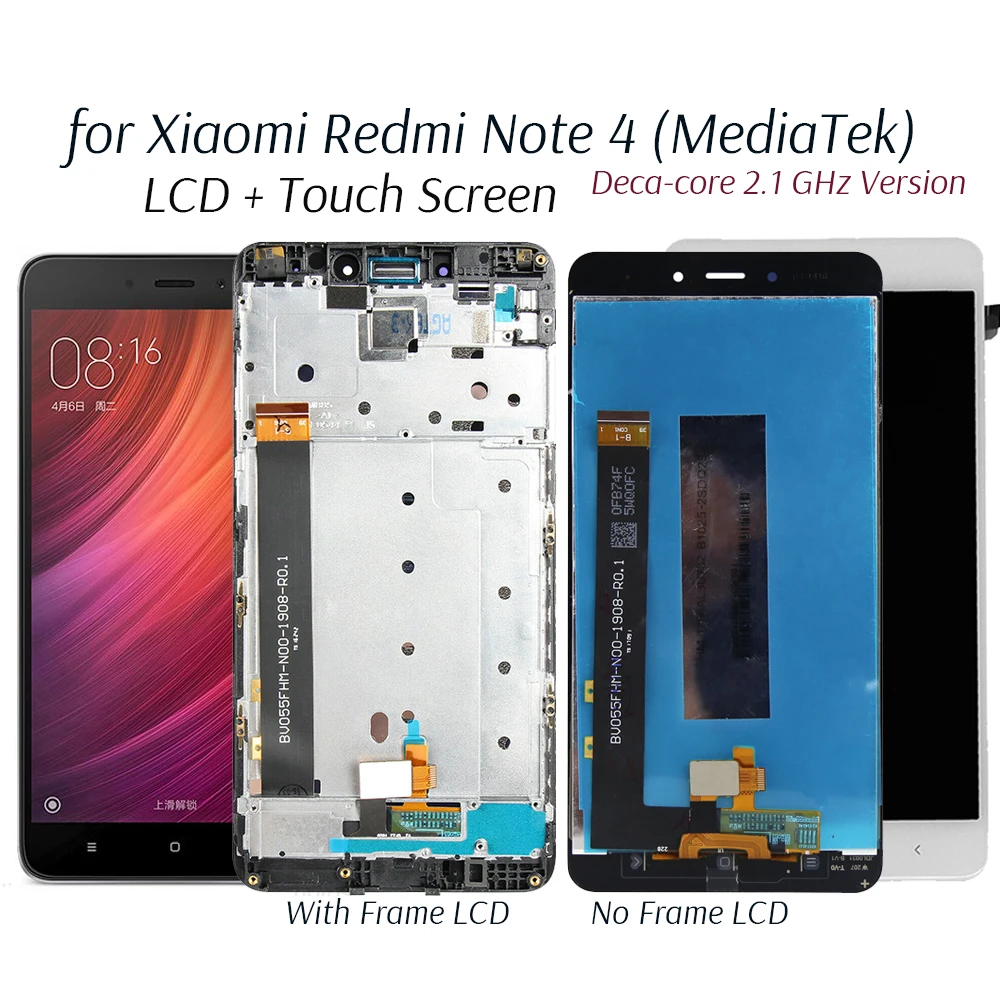 Дисплей для Xiaomi Redmi Note 4 MediaTek ЖК дисплей с сенсорным экраном замена 10 ядерного