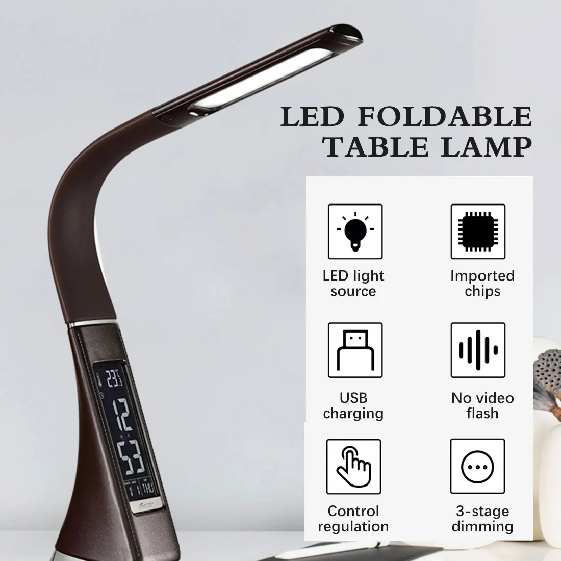 

3 Modes LED Desk Lamp With Calendar Temperature Alarm Clock Dimmable Lighting Eye-Protected Reading Light Table Lamp For Student