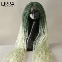 linna synthetic lace wig long super wave for women 38 inch braided wigs natural heat resistant green daily party cosplay wig