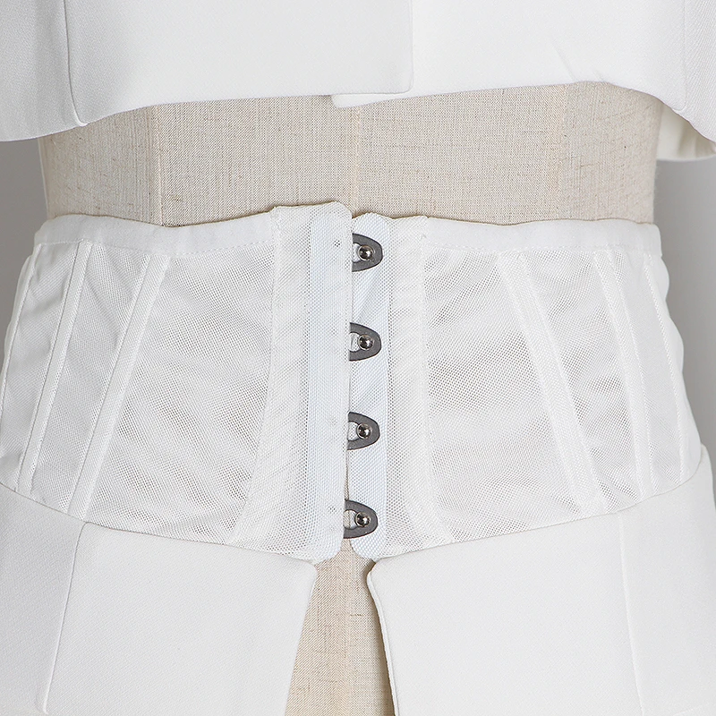 TWOTWINSTYLE белый лоскутный элегантный блейзер для женщин зубчатый длинный рукав