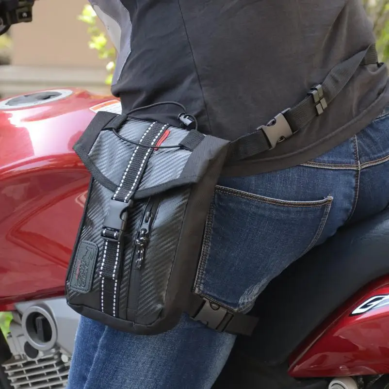 

Waterproof Oxford Thigh Drop Waist Leg Bag Male Motorcycle Fanny Pack - Black