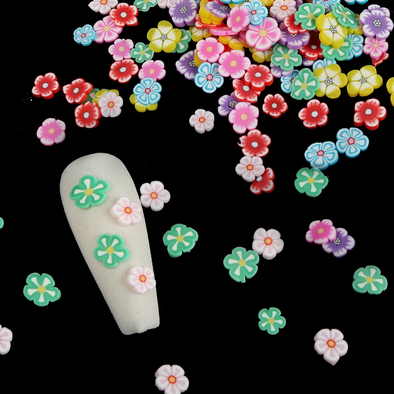 Soft Clay Mini Flower Nail Art Flakes Slices Colorful Spring Summer Nails Accessories Daisy Polymer Slice Decoration | Красота и