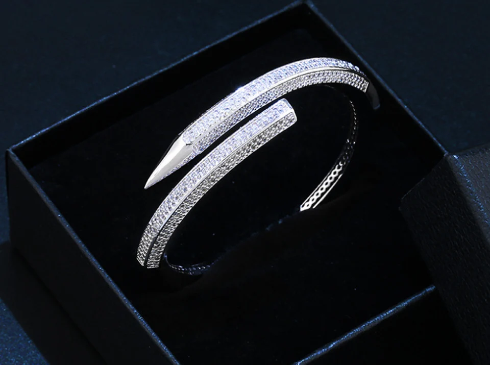Zlxgirl роскошный бренд micro pave Установка браслет ювелирные изделия классическая форма для ногтей медный свадебный браслет Бесплатные сумки