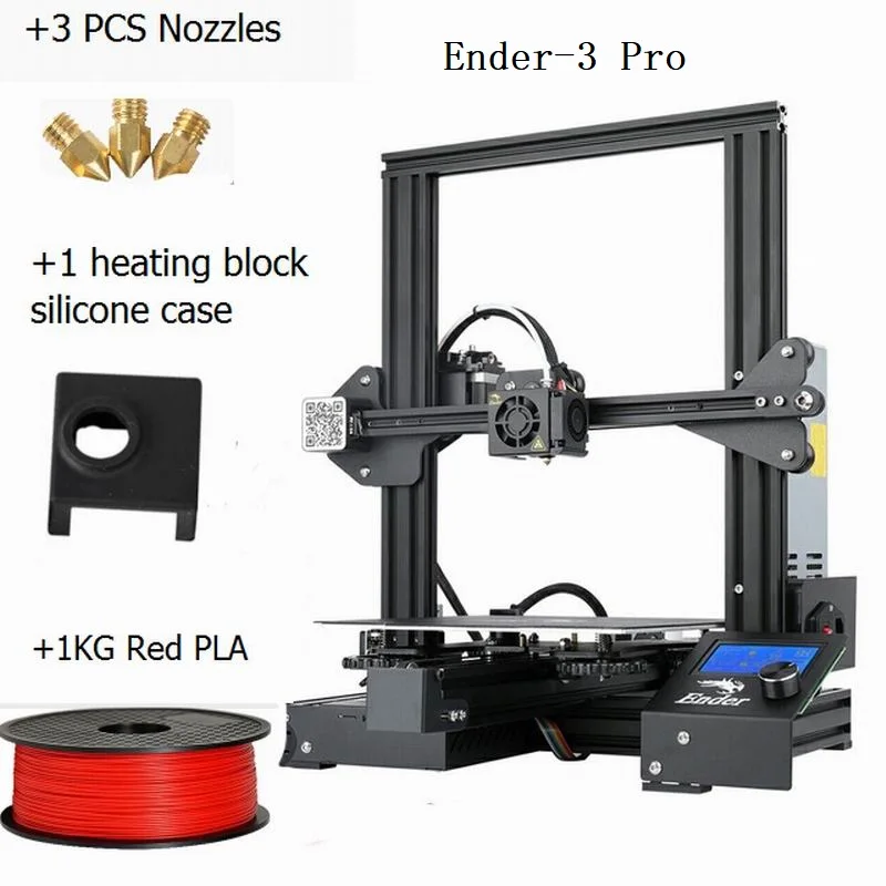 CREALITY 3d принтер Ender-3Pro DIY Kit v-слот большой размер подарочные насадки и нагревательный блок силиконовый рукав+ PLA