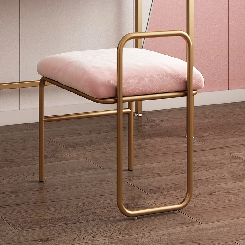 

Nordic square vanity stool fashion bedroom furniture bow backrest chair net red simple girl iron art small dressing chair