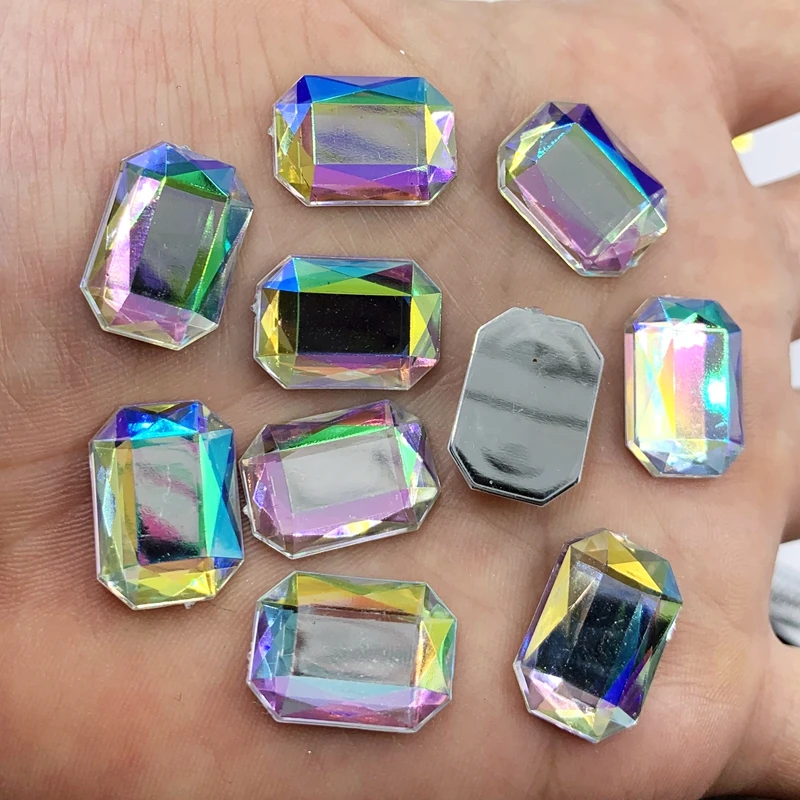 Прямоугольный восьмиугольный акриловый Кристальный Камень Стразы с плоской