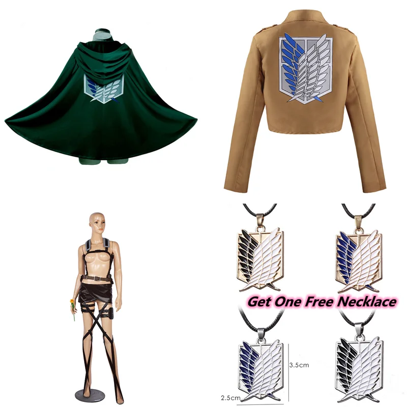 Attack On Titan Anime No Kyojin Cloak Cape Eren Jaeger Jacket Cross Leather Skirts Set Ackerman Costume Halloween Cosplay |