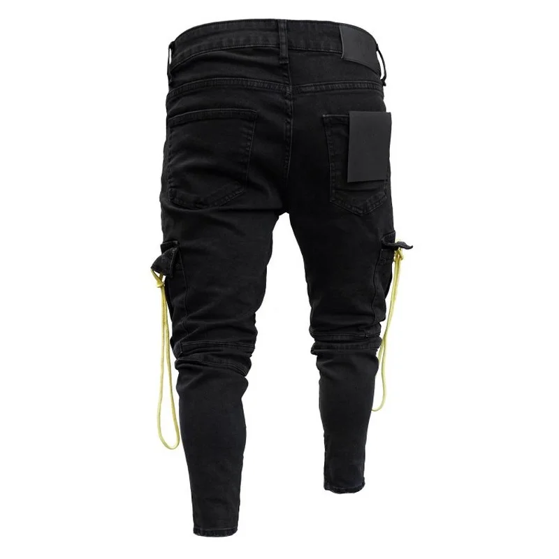 Stretch Jeans Men Knee Hole Jeans Autumn Men Fashion Trend Pencil Pants Men Black Denim Pants Casual  Men Jeans