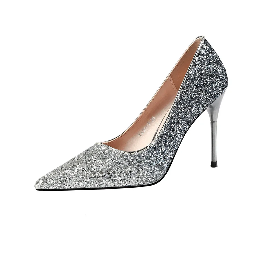 

2020 Sexy Sequin Women High Heels Spring Elegant Pointed Toe Lady Pumps Stiletto Wedding Party Women Shoes