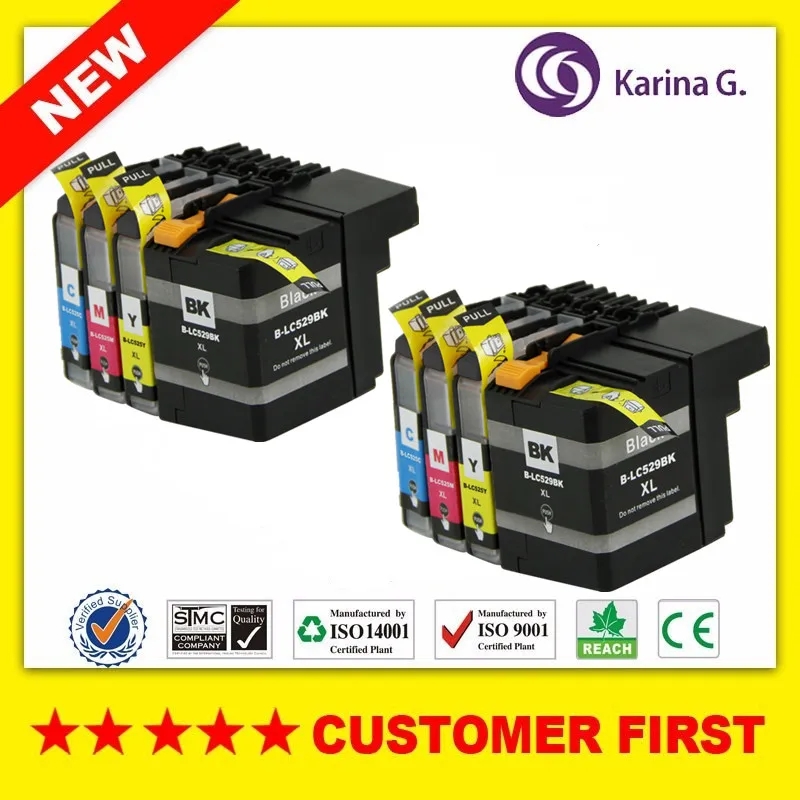 Совместим с Brother LC529 LC525 чернильный картридж подходит для принтера DCP J100