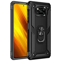fashion rugged armor pc phone case for xiaomi pocophone poco x3 pro nfc anti fall shockproof magnetic bracket protection cover