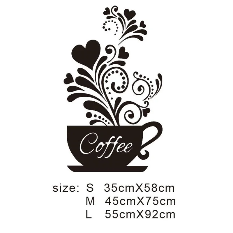 

Creative DIY Wall Art Decal Home Decoration Fashion Coffee Flower Wall Sticker Living Room Vinyl Decor Self-adhesive Wallpaper