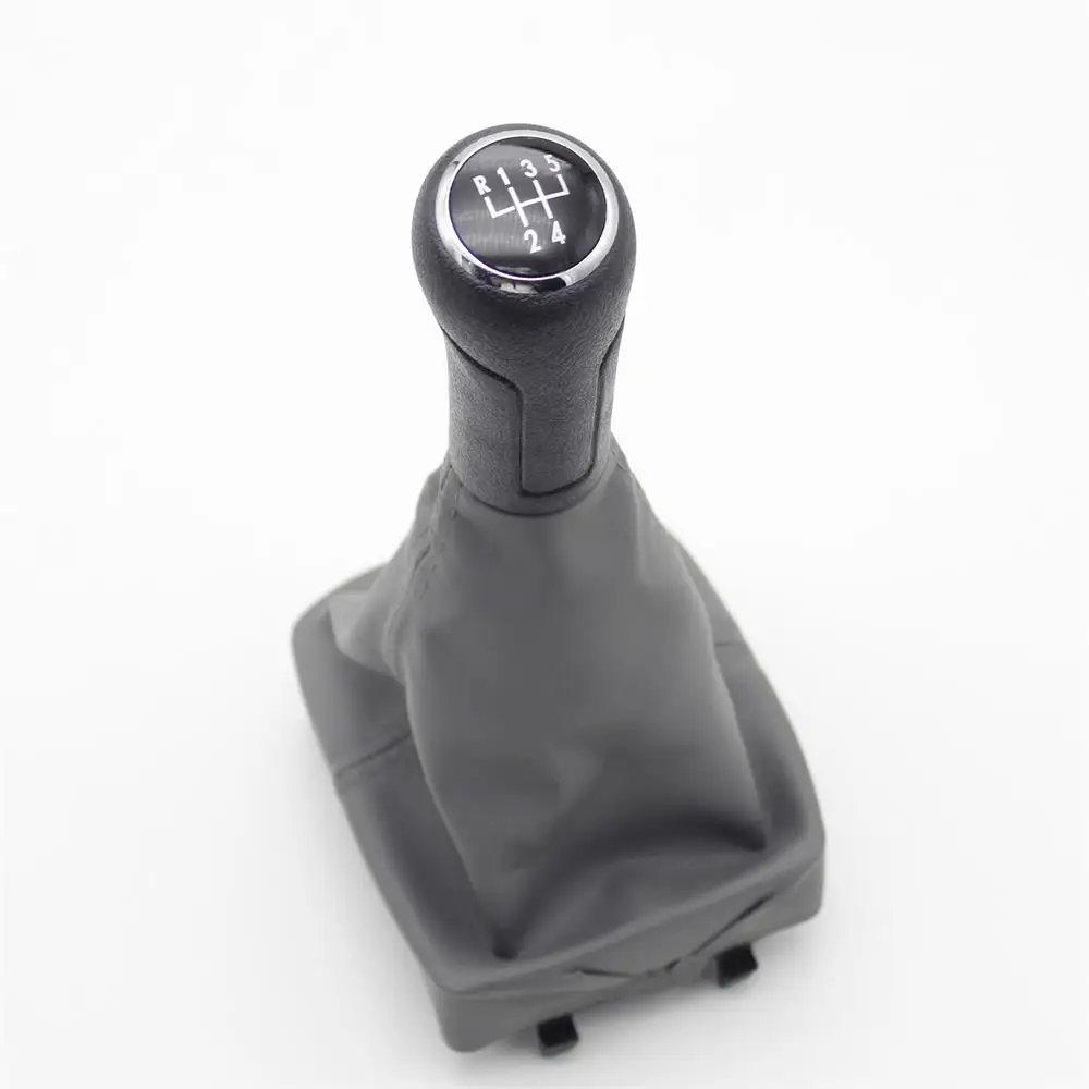 Для VW Polo 9N 9N2 2002 2003 2004 2005 2006 2007 2008 2009 2010 поло седан 5 Скорость Шестерни рукоятка рычага переключения передач Gaitor кожаный - Название цвета: Серый