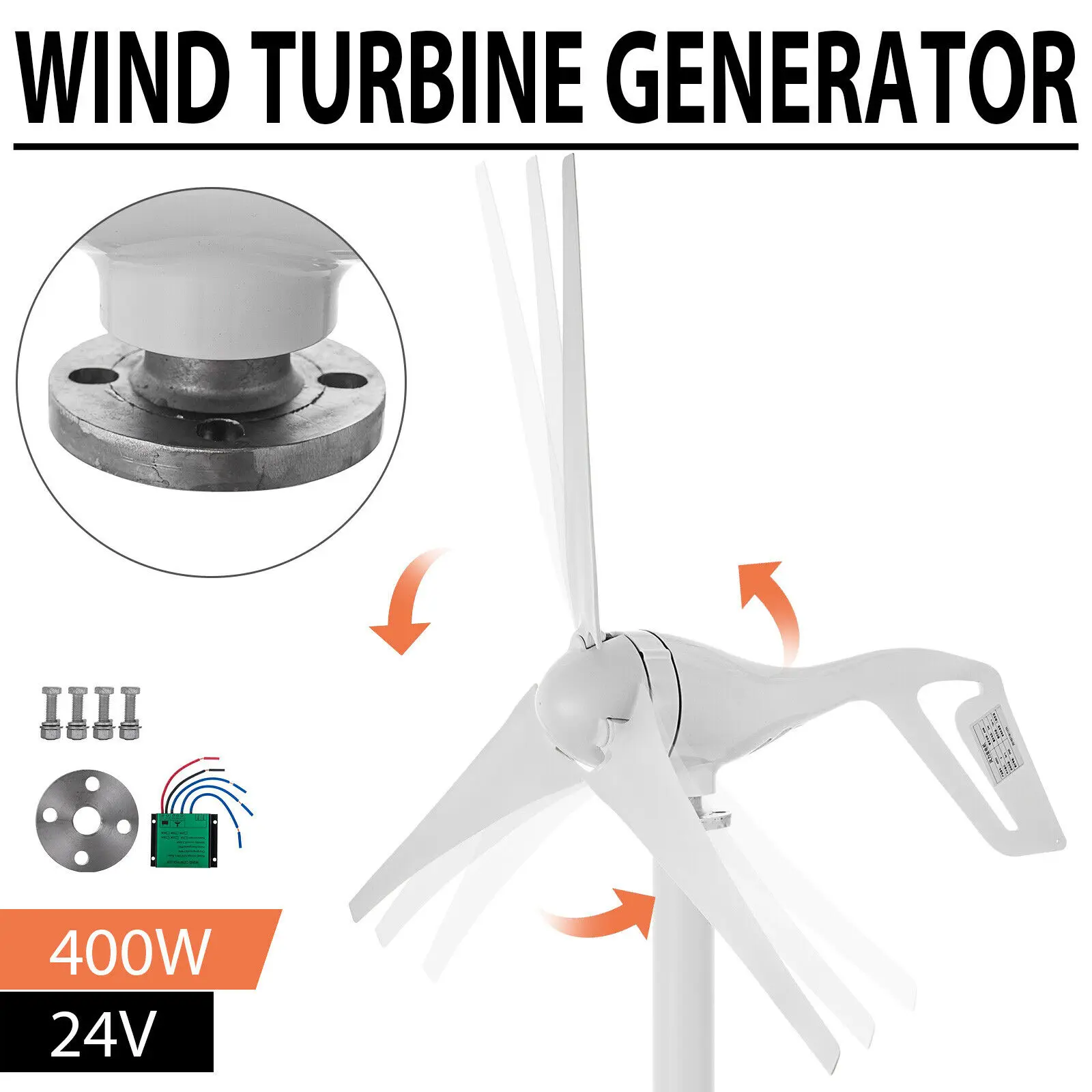 Turbina Eólica 400w Gerador de Vento 24v Lâminas Pwm Controlador Alternador para Uso Doméstico Turbina Eólica Vertical Alto Voltaje Geradores de energia alternativa