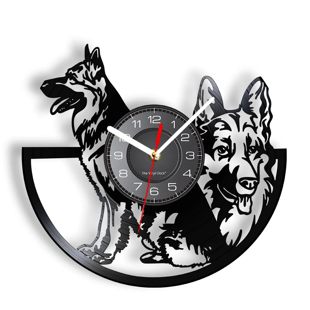 

Настенные часы с виниловой пластиной в стиле ретро, немецкая овчарка, щенок, полиция, собака, музыкальный альбом, Декор для дома
