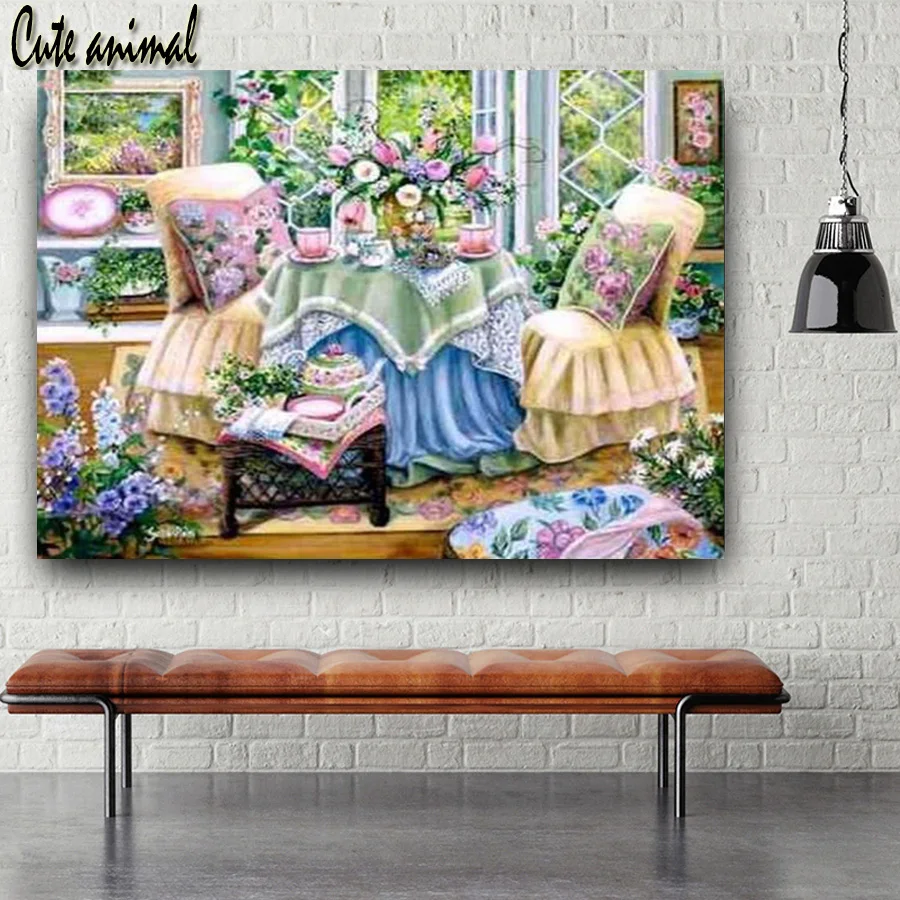 5D алмазная картина чайный сад ресторан декорации рукоделие сделай сам Алмазная