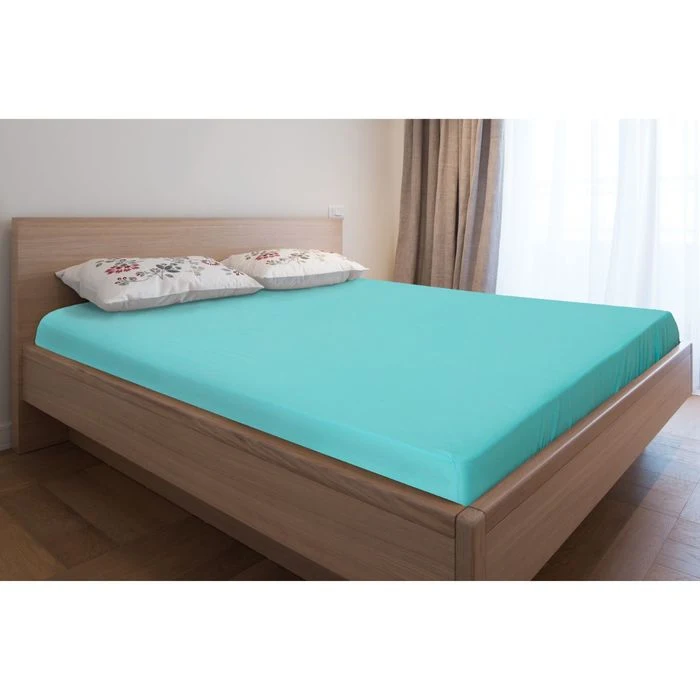 Простыня трикотажная на резинке 200х200х20 цвет бирюзовый 125 гр/м2|Простыня| |