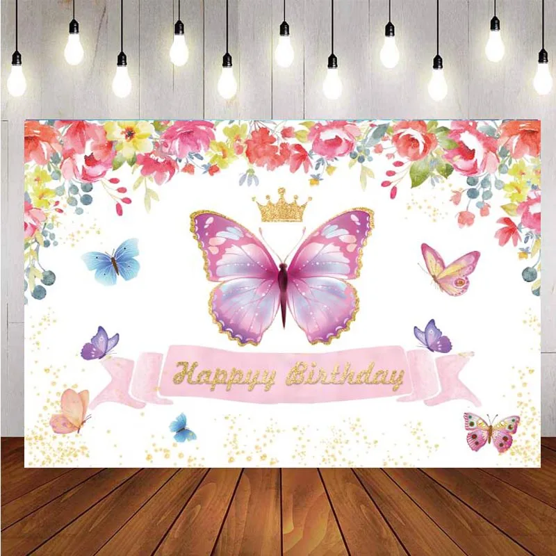Фон для фотосъемки с цветами и бабочками Вечерние фоны принцессы девочек короной