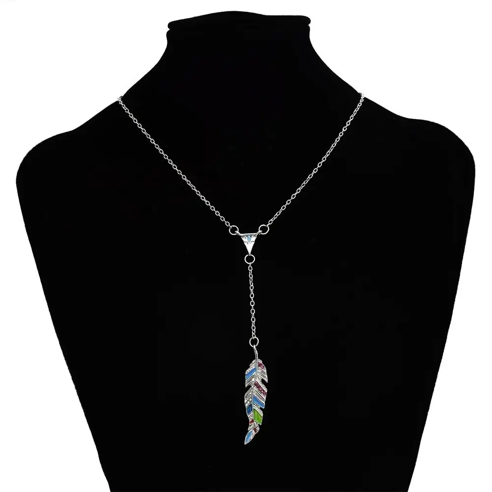 Турецкое золотое ожерелье с подвеской в виде листьев и перьев стразы звеньевая