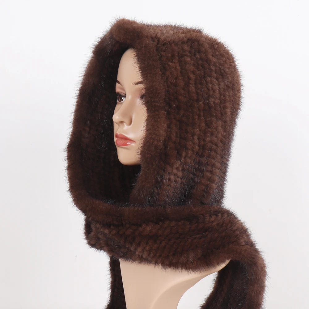 Женская теплая шапка из натурального меха норки вязаная 2021 зимняя шапка-шарф 100% |