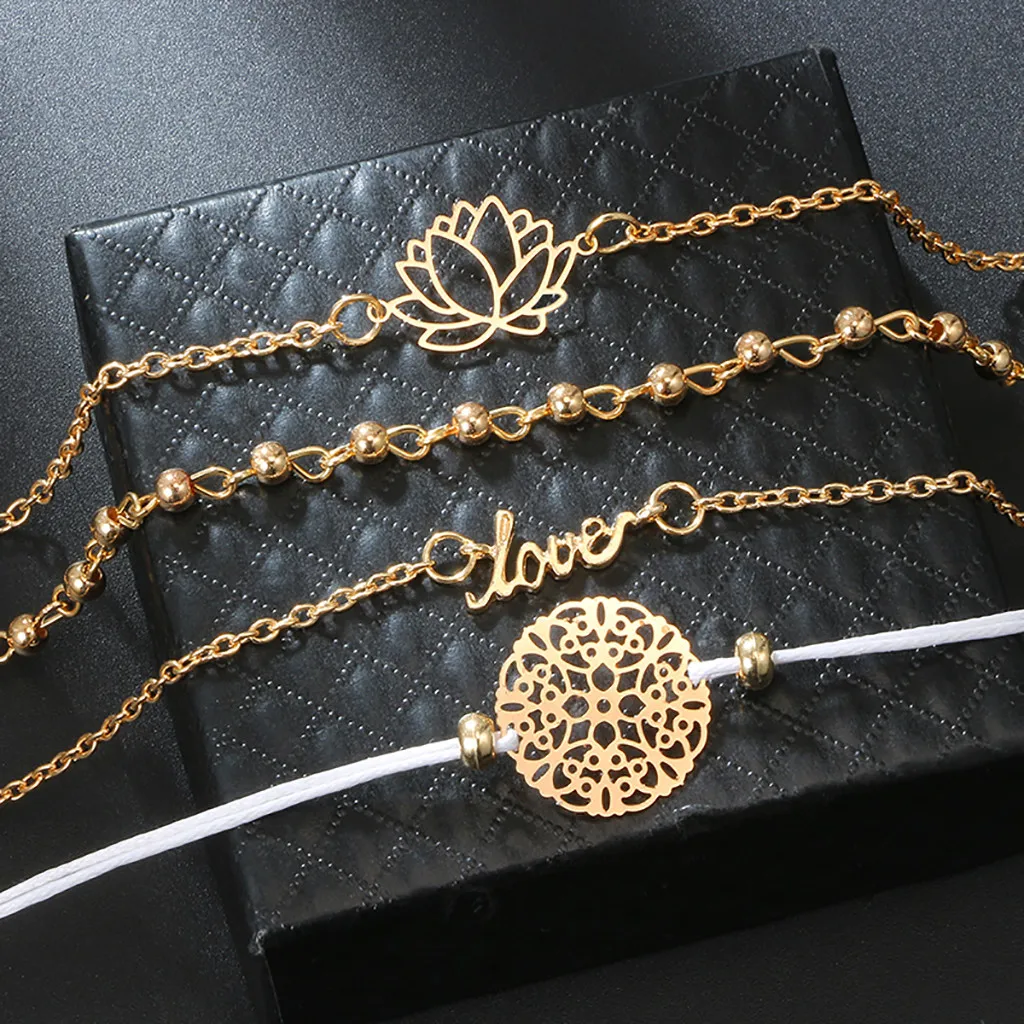 Любовь Мода 5 шт. браслет ювелирные изделия креативные полые Lotus Love бусины Tocona Bohemia