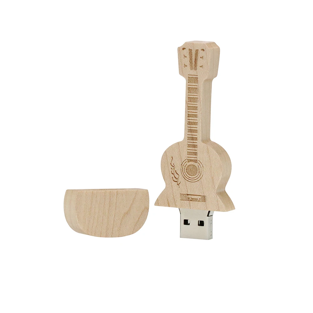 Флешка с деревянной коробкой 8 гб 16 32 64 128 USB флеш накопитель мультяшной гитарой 256