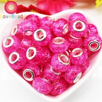 10pcslot color flower acrylic resin charms beads women diy big hole european charms beads fit pandora bracelet jewelry making