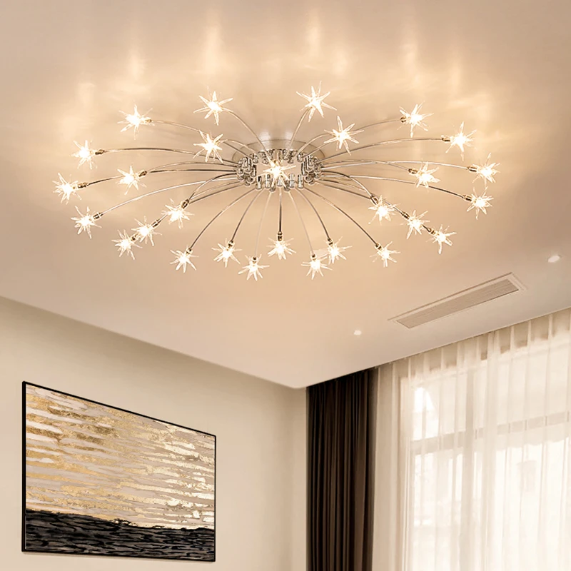 

Modern Stars Glass Led Ceiling lamp Chrome/Gold Metal Living Room Led Ceiling Light Bedroom Led Ceiling Lighting Fixtures