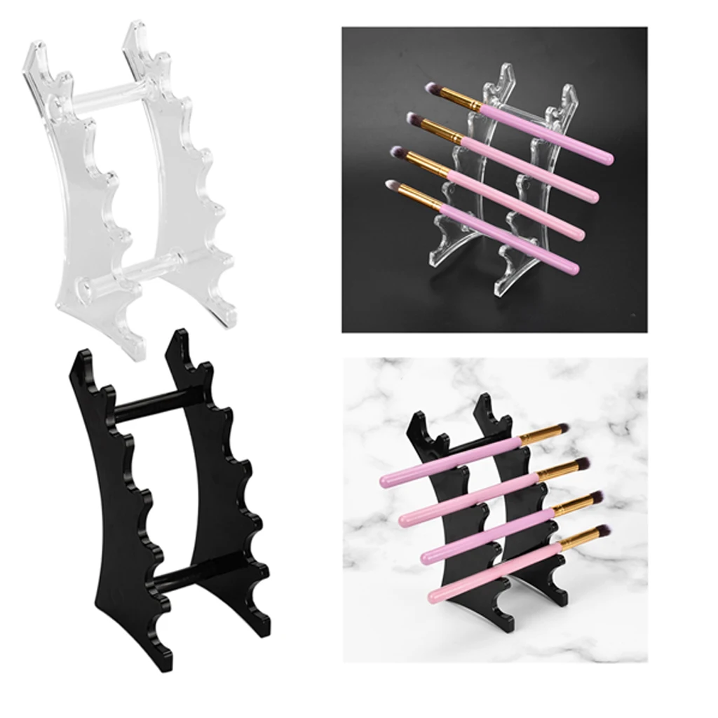 Acrylic 6-Tier Makeup Brushes Drying Rack Storage Display Bracket Shelf Holder for Brush Set Clear or Black | Красота и здоровье