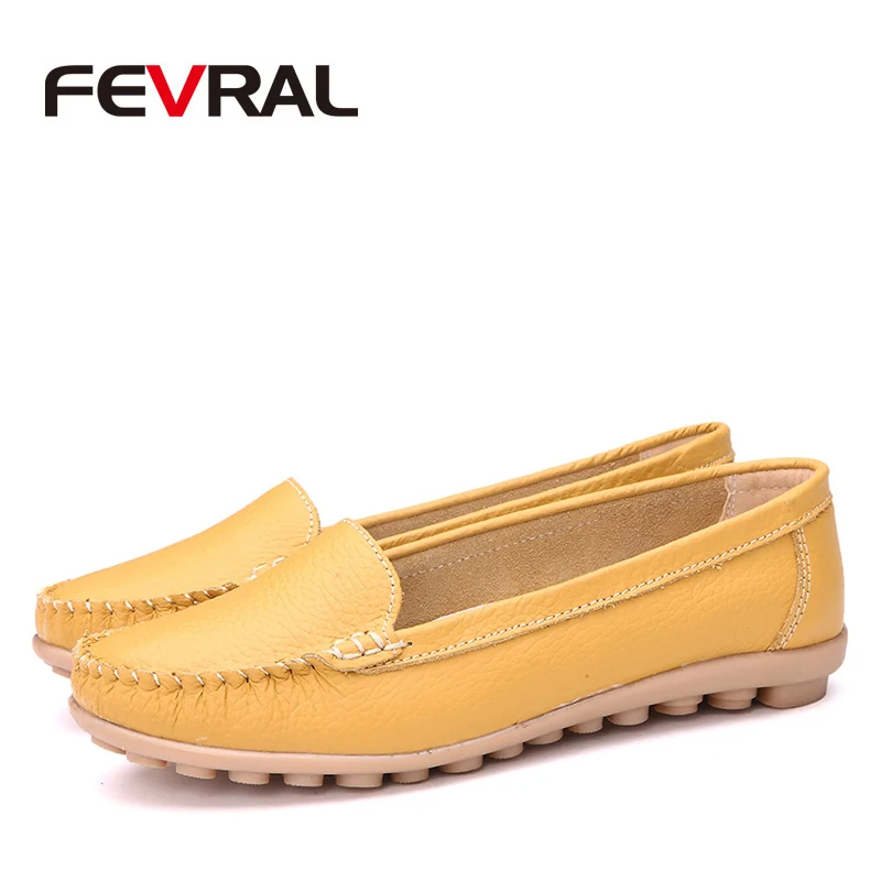 Модные женские мокасины FEVRAL из натуральной кожи без шнуровки с острым носком на