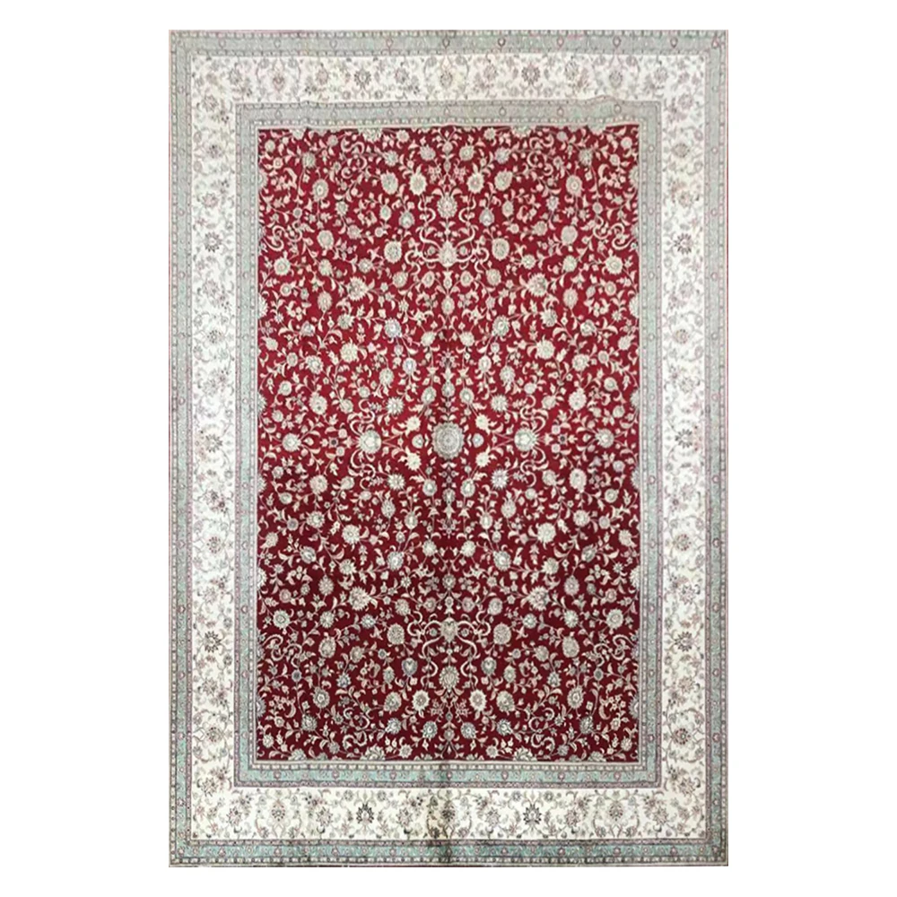 

9'x12'Red Turkish Hand Knotted Area Rugs Decorative Handmade Silk Carpet For Parlor