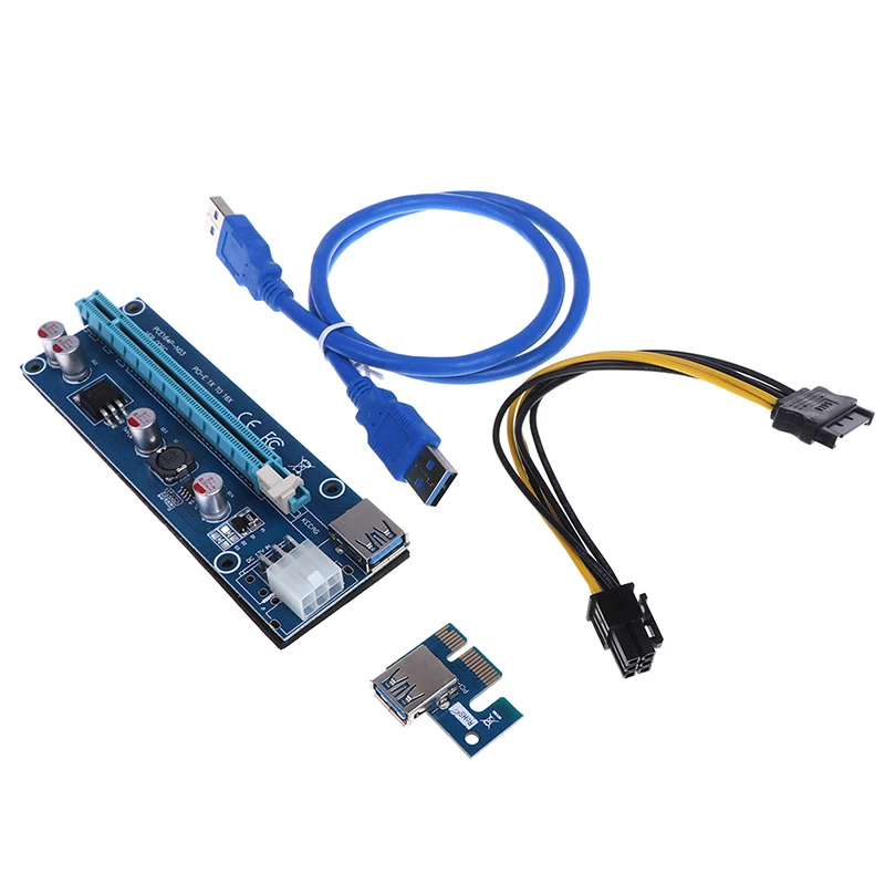 PCI-E 1X к 16X Riser Card PCIE USB3.0 Расширение SATA адаптер карта кабель питания | Компьютеры и