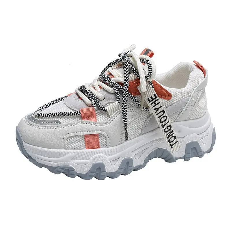 

2021 Women Chunky Shoes Platform Sneakers Female Trainers Women Vulcanize Shoes Round Toe Tenis Shoes Wedge Ldies Sneakers