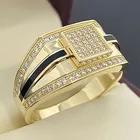 Кольцо с кристаллами для мужчин и женщин, винтажное простое классическое обручальное кольцо с квадратным геометрическим цирконием, в винтажном стиле, подарок