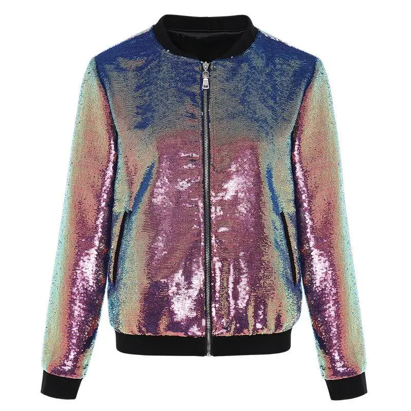 Женская Светоотражающая куртка-бомбер LOMAIYI короткая с блестками в уличном стиле