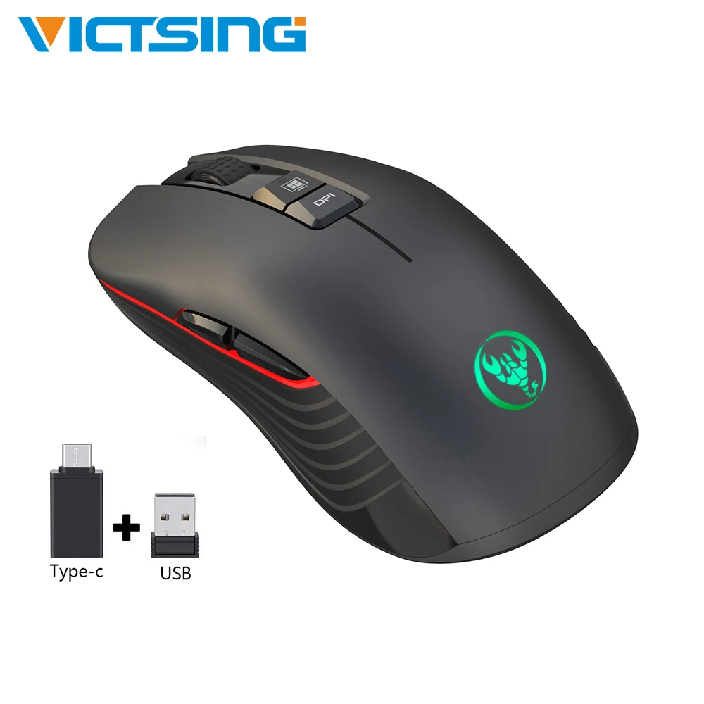 VicTsing 2,4G USB перезаряжаемая игровая мышь 3600 dpi 4 уровня регулировки dpi 8 кнопок беспроводная мышь с RGB светильник для PC Gamer