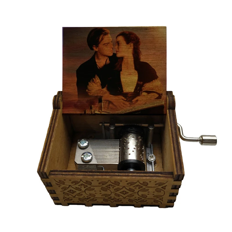 

The Titanic Movie Theme Music Box My Heart Will Go On Creative Print Hand Wooden Musical Box Toy Wife Girlfriend Gift